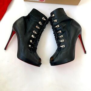 Christian Louboutin Black leather Frenchissima 2020 Alta  120 ankle bootie EU 38